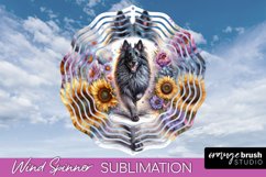 Belgian Tervuren Wind Spinner Dog Sublimation Floral PNG Product Image 1