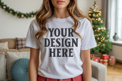 Bella Canvas 3001 Silver Christmas Shirt Mockup Product Image 1