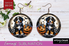 Bernese Mountain Dog Round Earrings Halloween PNG Product Image 1
