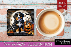 Bernese Mountain Dog Square Coaster Halloween Coaster PNG Product Image 1