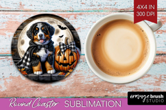 Bernese Mountain Dog Round Coaster Halloween Coaster PNG Product Image 1