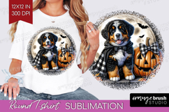 Bernese Mountain Dog Round Tshirt Background Halloween PNG Product Image 1