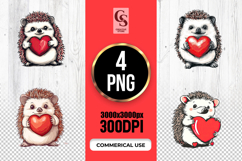 Cute Hedgehog Holding Heart Clipart Sublimation PNG Product Image 1