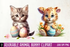 Adorable Animal Bunny Clipart, Watercolor Clipart Product Image 1