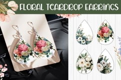 Floral Earring Template, Pink Peony Earring Sublimation Product Image 1