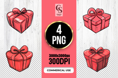 Red Gift Box with Bow Clipart Sublimation PNG Product Image 1