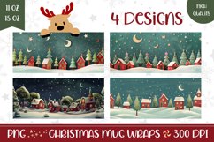 Christmas Village Mug Design, Winter Houses Mug Sublimation Product Image 1