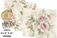 Flowers, Shabby Chic, Papers, Junk Journal Product Image 1