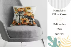 Watercolor Pumpkins Pillow PNG, Sunflowers Pillow Template Product Image 1