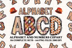 Thanksgiving Alphabet clipart, thanksgiving letters doodle Product Image 1