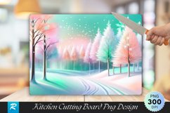 Peach and Mint Snowy Dreamland Cutting Board PNG Design Product Image 1