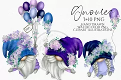 Lilac Mothers Day Gnomes and Balloons | Gnome Clipart PNG Product Image 1