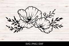 Hand Drawn Poppy Floral Arrangement SVG Product Image 1