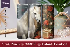 Christmas Tumbler Wrap, Christmas Horse Sublimation PNG Product Image 1