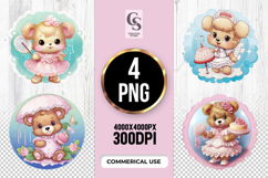 Cute Vintage Teddy Bear In Dress Clipart Sublimation PNG Product Image 1