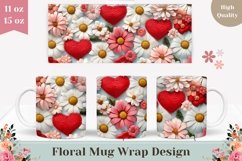 Spring Flowers Mug Wrap Sublimation, Love Hearts Mug Design Product Image 1