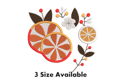 Citrus Fruit &amp; Floral Branch Embroidery Design Product Image 1