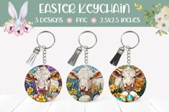 Stained Glass Easter Cow Keychain Template, Easter PNG Product Image 1