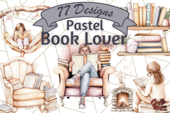 Cozy Book Lover Clipart PNG, Reading Aesthetic Graphics Product Image 1
