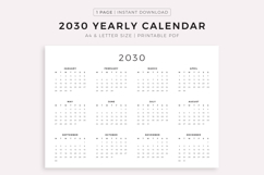 2030 Year Calendar Printable Landscape, A4/Letter Size Product Image 1
