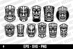 Tiki tribal wooden mask set and Tiki mug. Hawaiian tradition Product Image 1