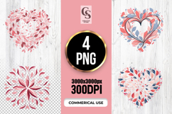 Abstract Floral Heart Leaves Illustration Clipart PNG Product Image 1
