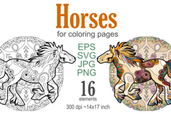 Decorative horses for coloring pages Product Image 1