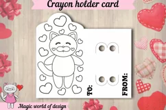 Valentine's Day Cat Crayon Holder Card svg, paper cut Product Image 2