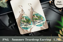 Summer Sea Teardrop Earrings Design, Yacht Earrings Template Product Image 1