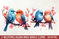Breeds of Valentine Kissing Birds, Valentine's Day Clipart Product Image 1