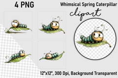 Whimsical Spring Caterpillar Clipart png Product Image 1