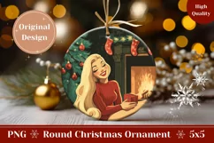 Cartoon Christmas Ornament Design, Vintage Retro Woman PNG Product Image 1