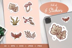 Cute Woodland Elements in Vintage Style Sticker Pack Product Image 1