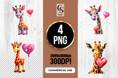 Cute Giraffe Valentine Heart Character PNG Product Image 1