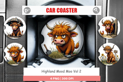 Car Coaster Highland Moo Product Image 1