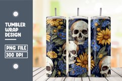 Skull and flower watercolor tumbler wrap sublimation Product Image 1