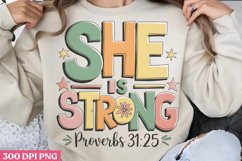 She is strong proverbs 31:25 PNG, Retro Christian PNG Product Image 1