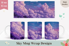 Pixel Art Mug Wrap, Sunset Sky Mug Design, Sky Mug Product Image 1