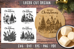 Christmas coaster svg Laser engraving files Product Image 2
