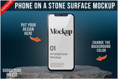 Phone Mockup on Stone Surface Product Image 1