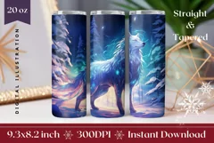 Christmas Tumbler Sublimation PNG, White Wolf Tumbler Wrap Product Image 1