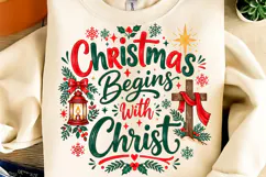 Christmas Begins With Christ PNG. Funny Christmas PNG Product Image 1