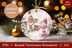 Watercolor Christmas Ornament, Snowman Ornament PNG Product Image 1