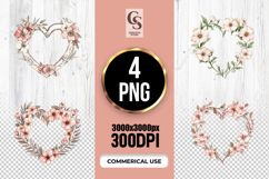 Watercolor Rustic Floral Heart Clipart Sublimation PNG Product Image 1