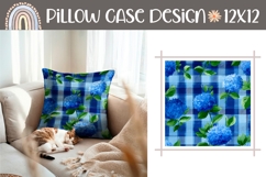 Blue Hydrangea Pillow Template, Floral Pillow Case Design Product Image 1