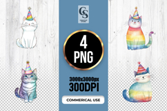 Rainbow Cat Clipart Sublimation PNG Product Image 1