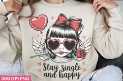 Stay Single &amp; Happy PNG, Coquette Valentines Day Sublimati Product Image 2