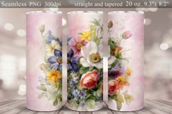 Watercolor Flowers Tumbler Sublimation Wrap Product Image 1
