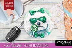 Bichon Frise St. Patricks Day Dog Car Coaster Dog Coaster Product Image 1
