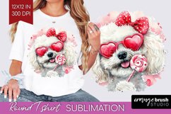 Bichon Frise Valentine Round Tshirt Background Valentines Product Image 1